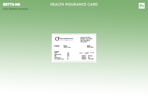 Шаблон за картичка за здравствено осигурување во Турција во модерен стил